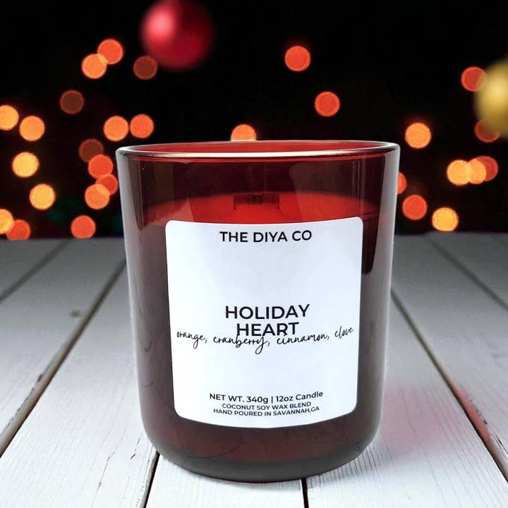 12 oz Holiday Heart | Coconut Soy Candle for wholesale by The Diya Co