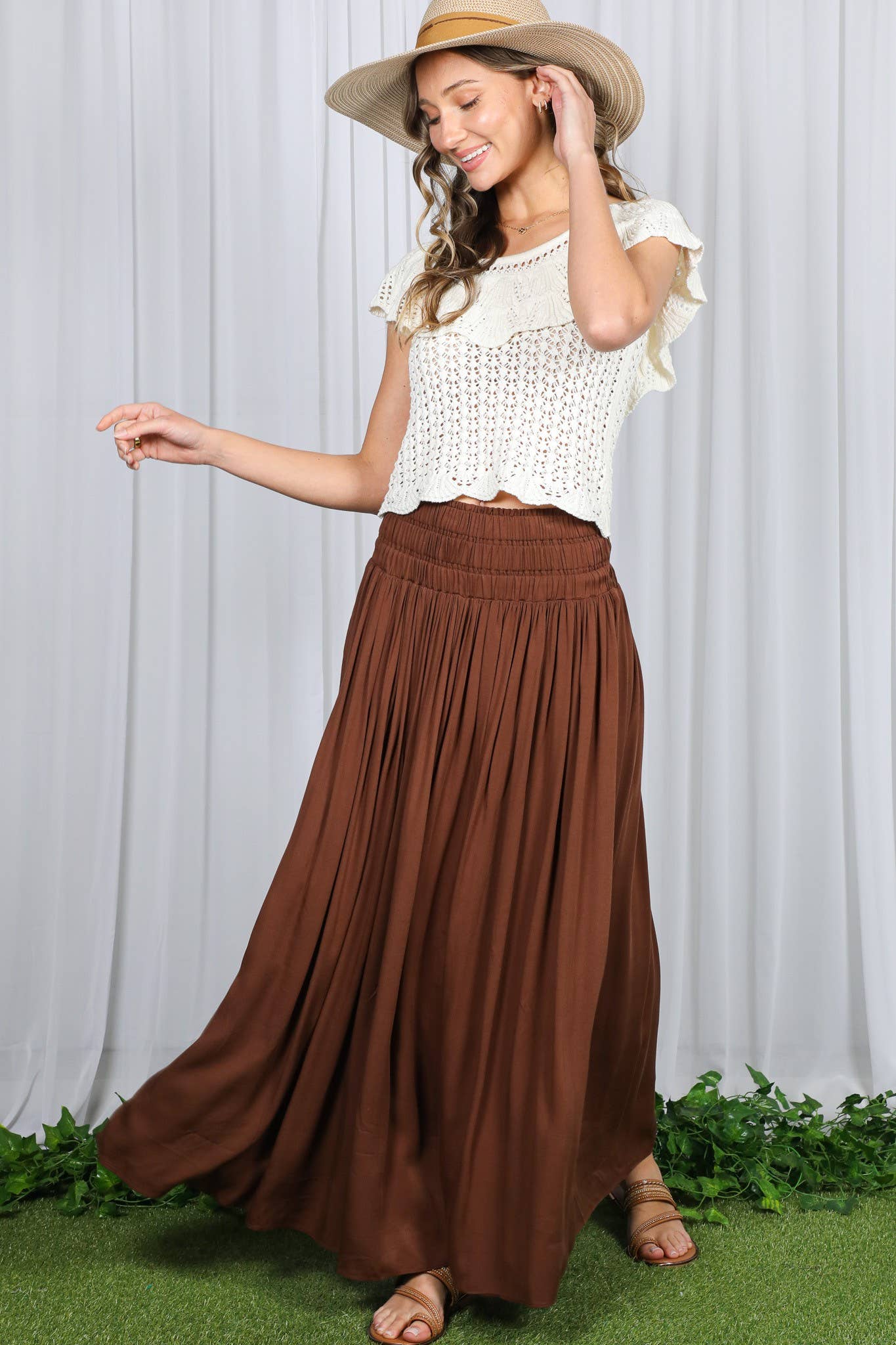 Vine & Love - Wholesale Skirt - Women's - Casual Maxi Flowy Bohemian Renaissance Long Skirt VS829406