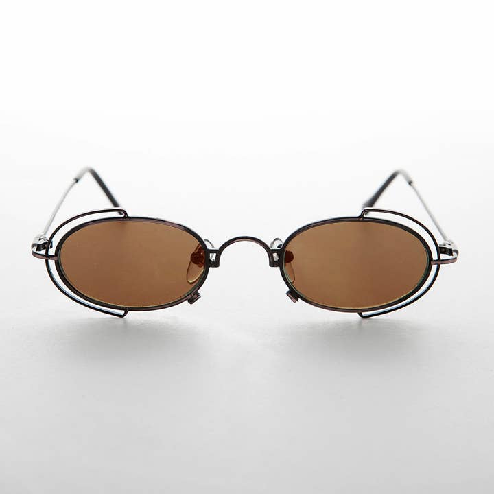 Tiny Oval 90s Metal Vintage Sunglasses - Klaus for wholesale by SUNGLASS MUSEUM