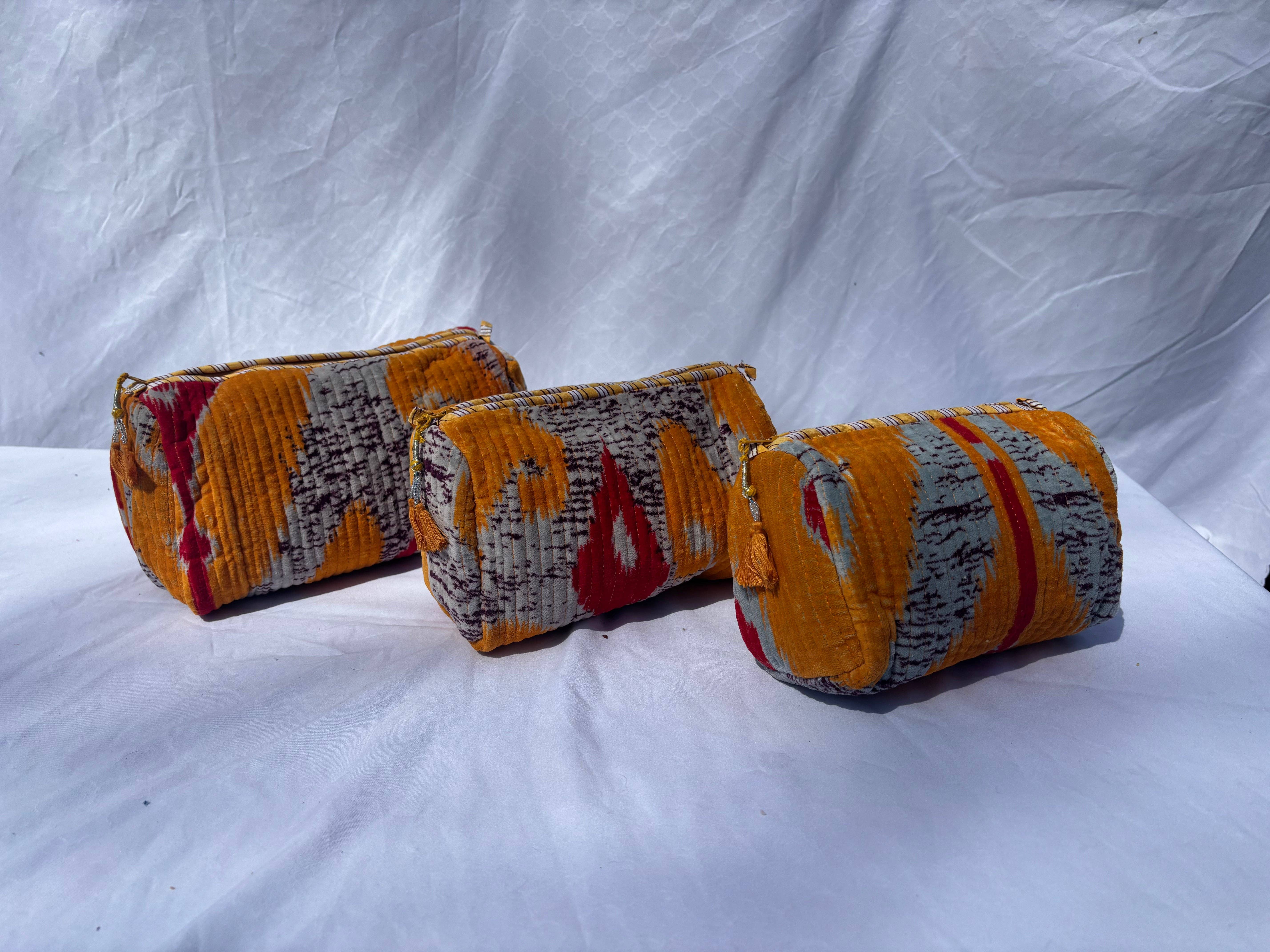 Tibet Handicrafts LLC - Wholesale Travel Set - Orange Vibes Velvet 3 Piece Travel Set3
