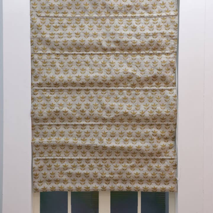 Fabdivine - Wholesale Blinds - Block Print Pure Linen Handmade Roman Shade - Saat Patti3
