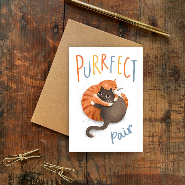 Emily Nash Illustration Greeting Cards - Wholesale Love Card - Purrrfect Pair Love, Friendship, Wedding, Engagement Card1