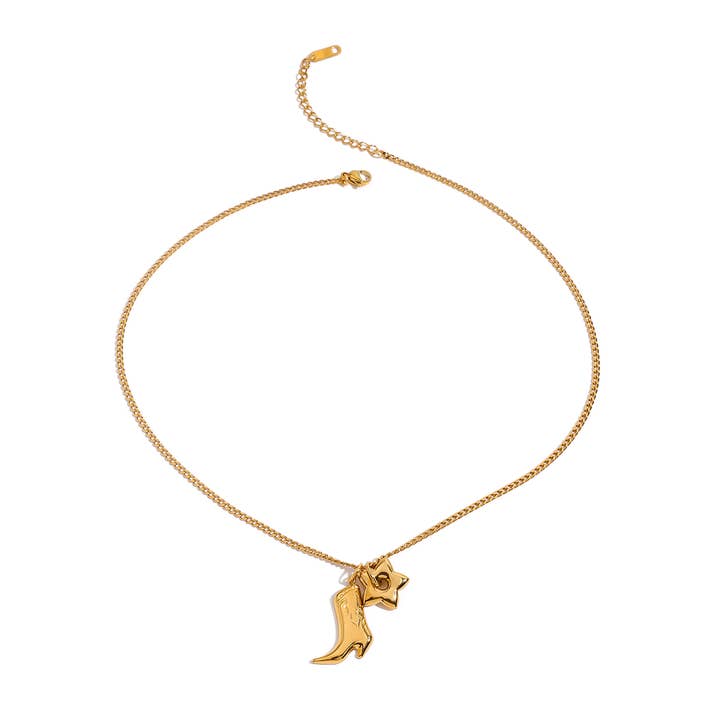 LOUIZ Cowboy necklace with boot and star for wholesale by LOUIZ