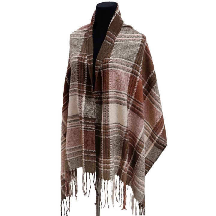 Cap Zone – wholesale Scarf – Women's – Madras Plaid Variegated Blanket Wrap Shawl Oblong Scarf11