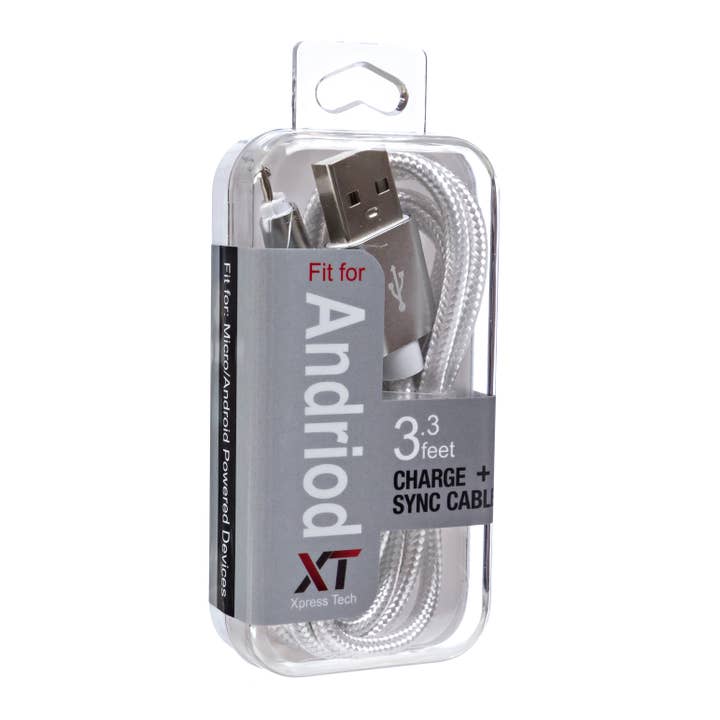Xpress Tech 424 Micro to USB Charge and Sync Cable - Silver for wholesale by Xpress Tech Cell Accessories XT