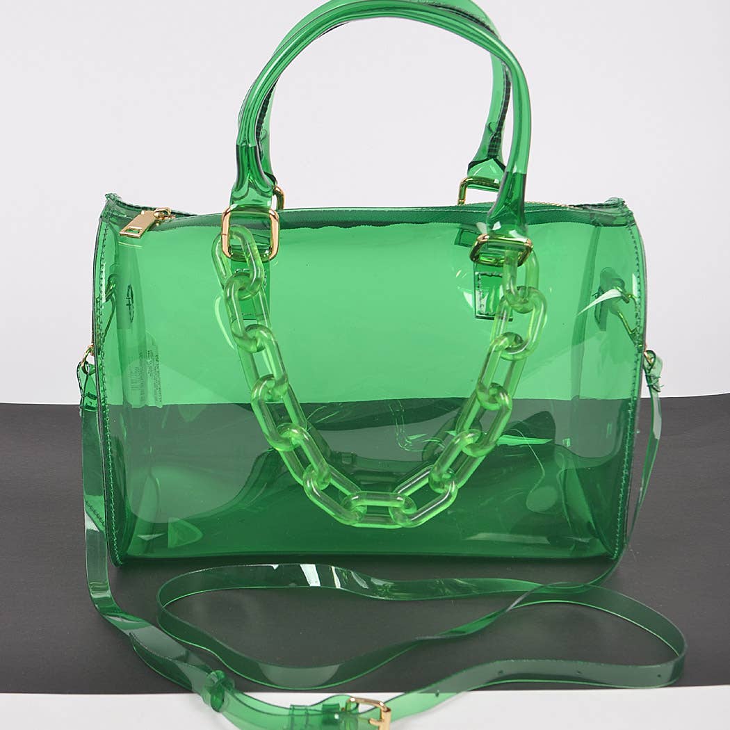 3AM BY H&D ACCESSORIES - Wholesale Top Handle Bag - Women's - Transparent Duffle Bag W/Acrylic Chain8