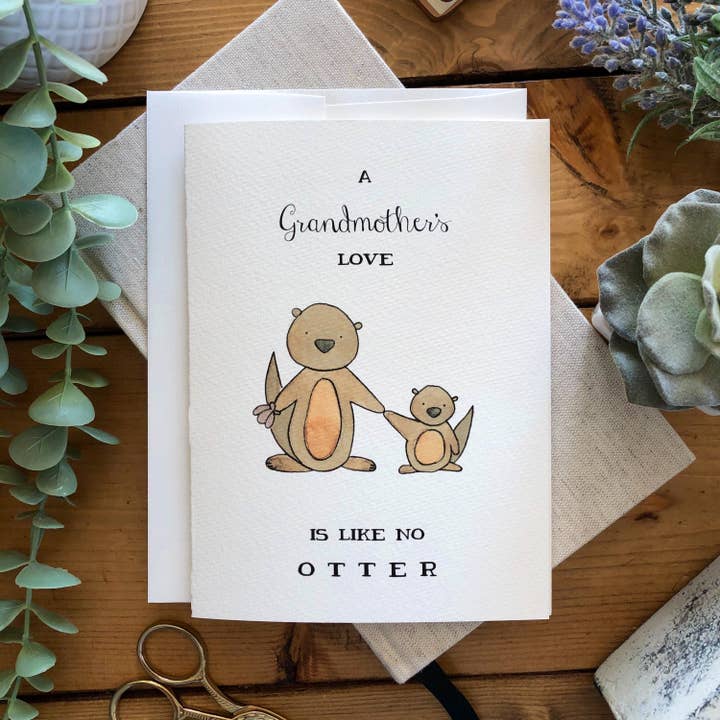 Mamie - Carte loutre aquarelle humoristique "Like No Otter" pour la vente par kenziecards