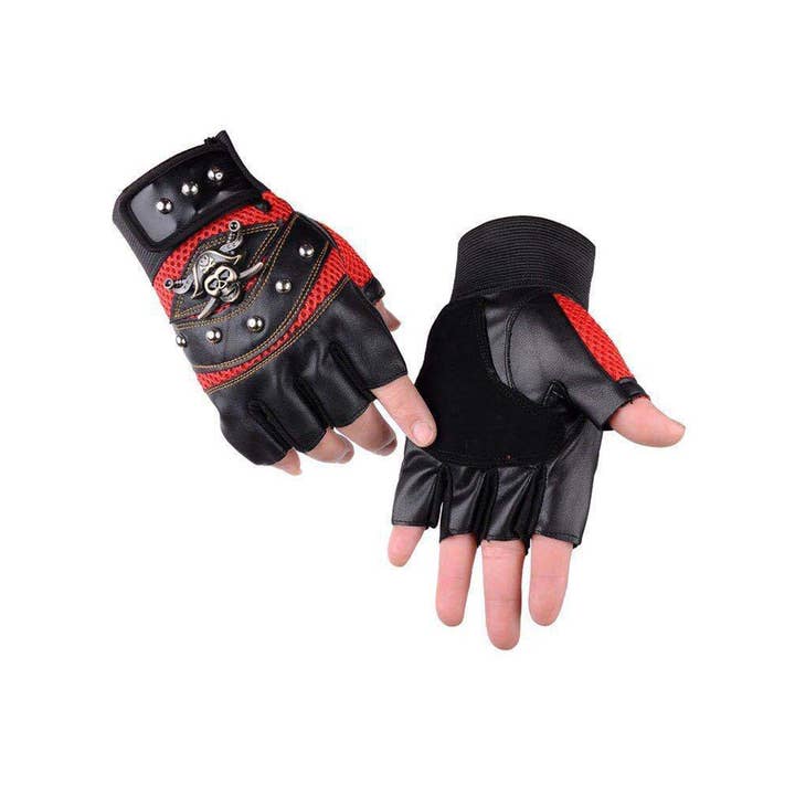Tourtiwi – Großhandel Handschuhe – Damen – Fingerlose Pirate Skull Motorradhandschuhe