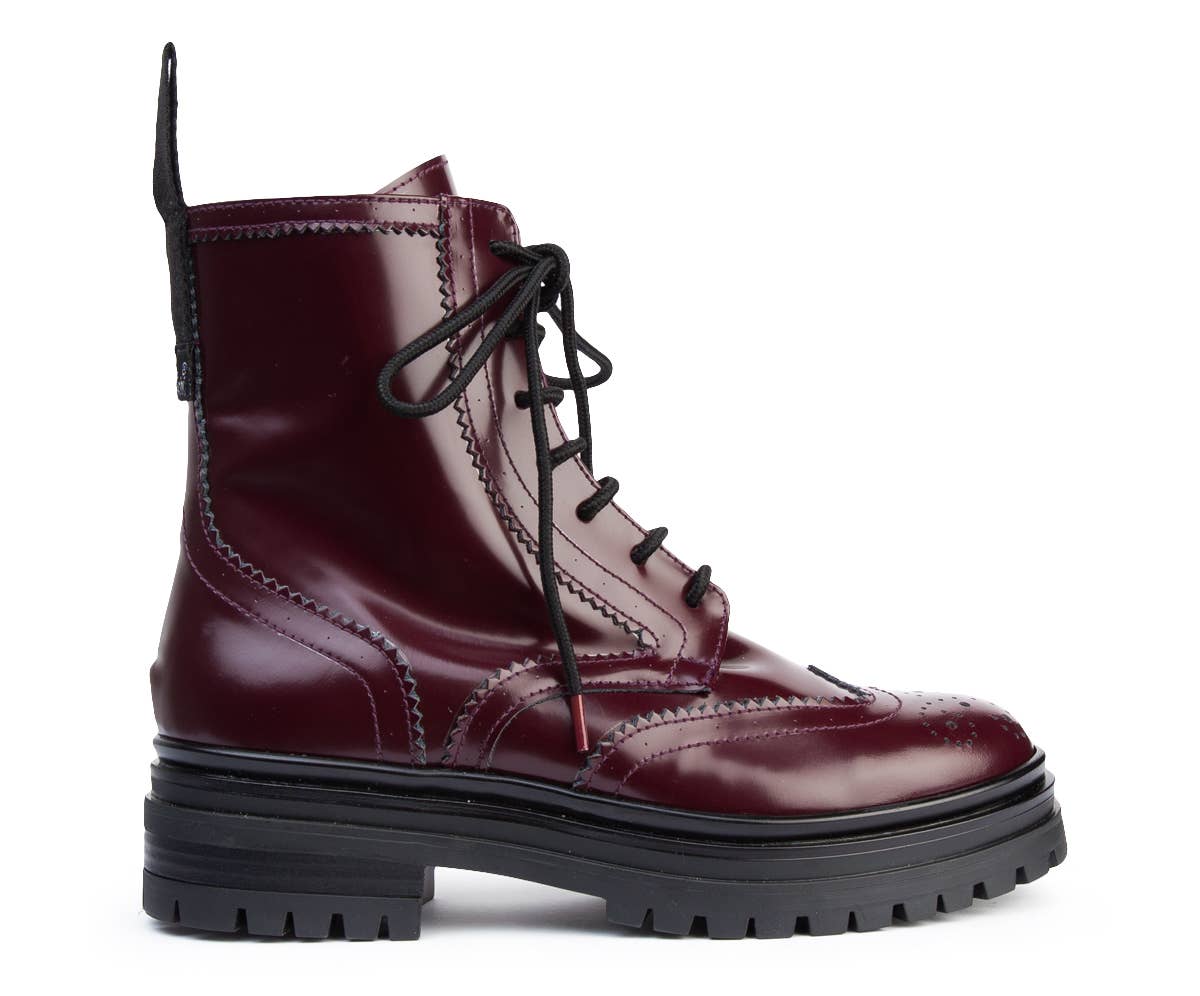 BOURGOGNE Bottines FW-BRITANNIA en cuir bordeaux en vente sur Faire0