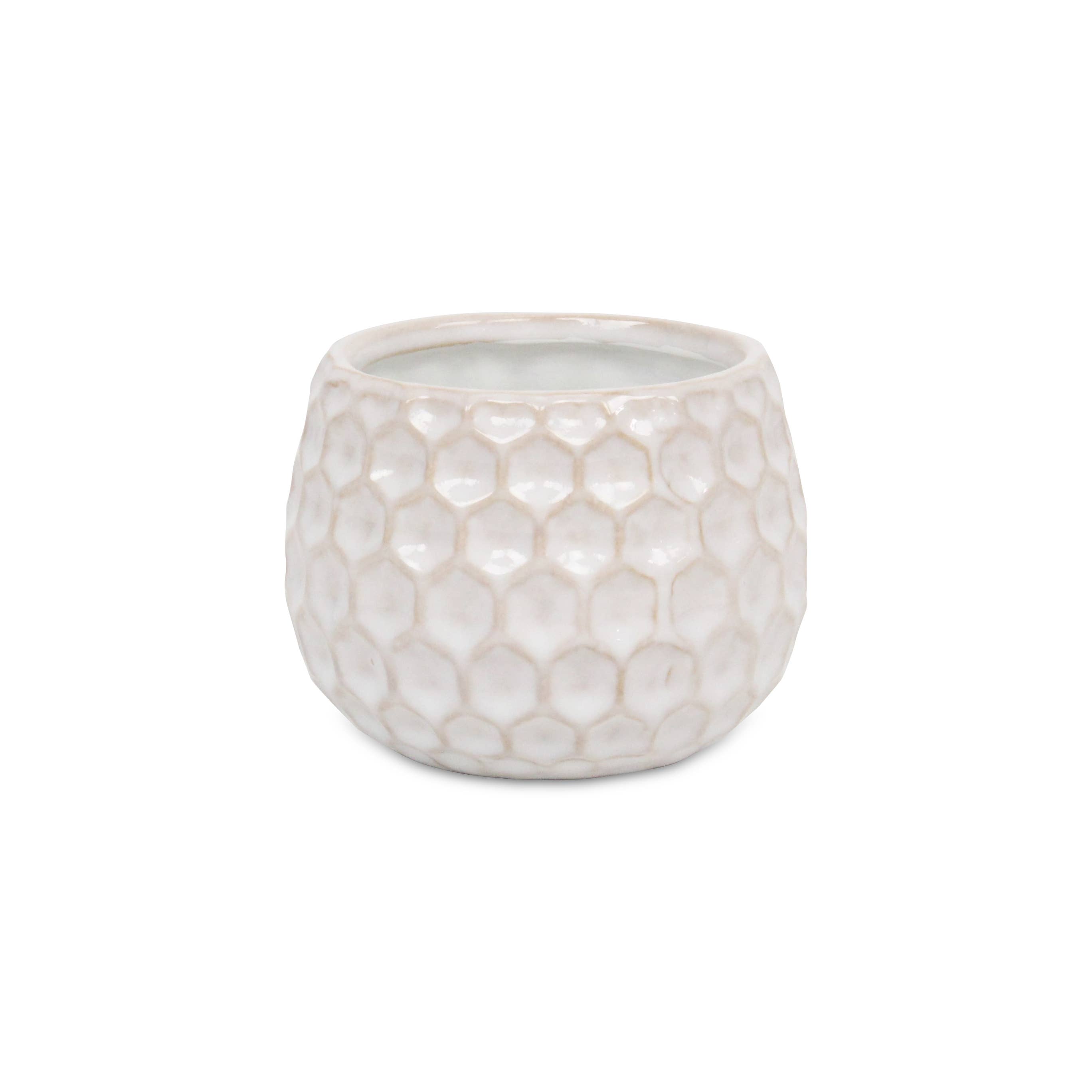 Cheungs Home Decor – Vaso de plantas por atacado – Vaso de cerâmica branco com padrão hexagonal10