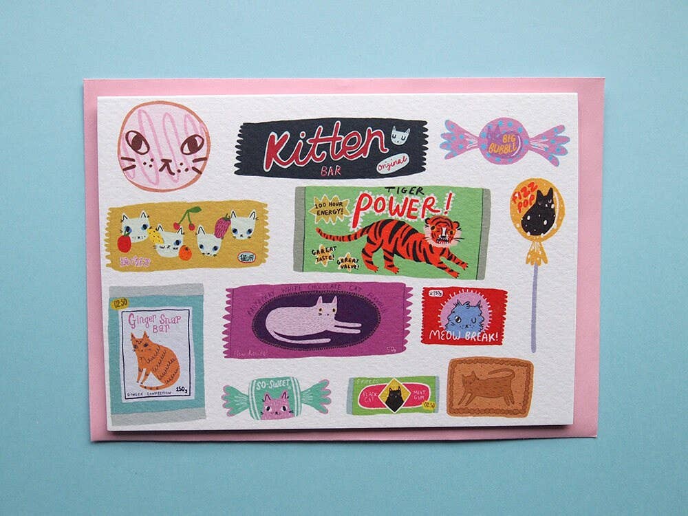 I LIKE CATS - Wholesale Everyday Greeting Card - Retro Chocolate Cat Themed Greetings Card3
