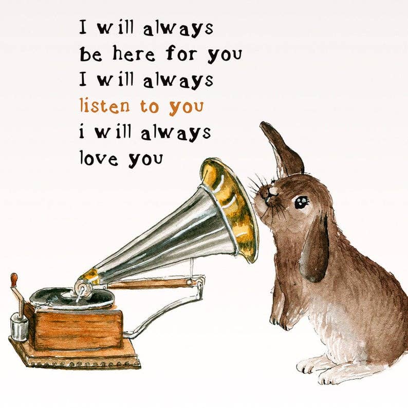 Liyana Studio - Wholesale Love Card - Bunny Loves listening - Love Card1