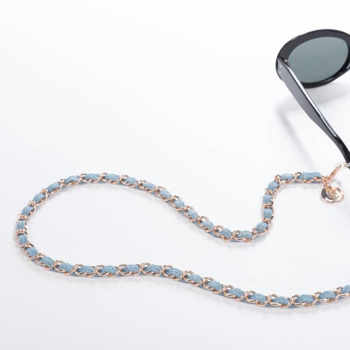 Chaîne de lunettes Denim Dream x Rose Doré Brillant pour la vente par Miami Chains & Co.