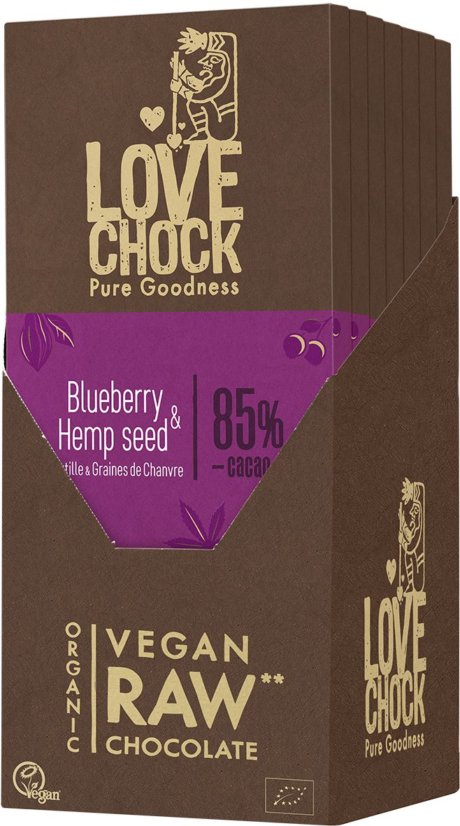 Lovechock NL – wholesale Chokladkaka – 85 % choklad med blåbär och hampafrön – ekologisk, raw, vegansk, hållbar3
