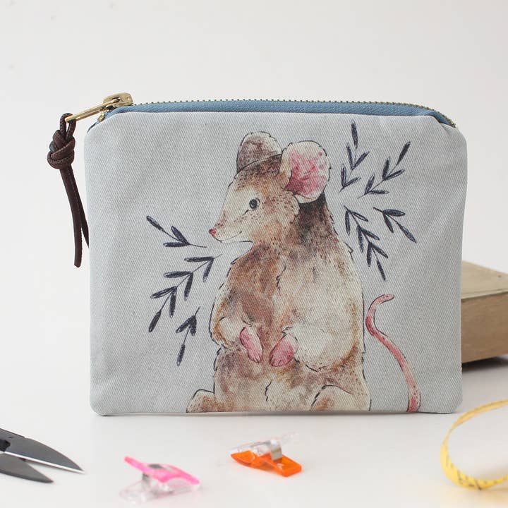 Emily the Mouse | Zipper Pouch | Cosmetic Bag for wholesale by The Blue Rabbit House