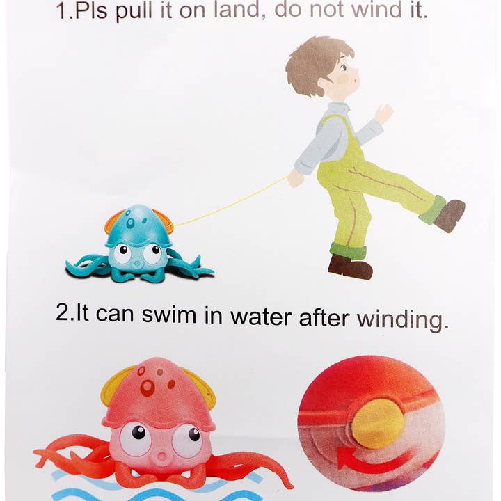 ASSORTED Cute Squid Wind-up Swimming Crawling Baby Bath Toy for wholesale on Faire13