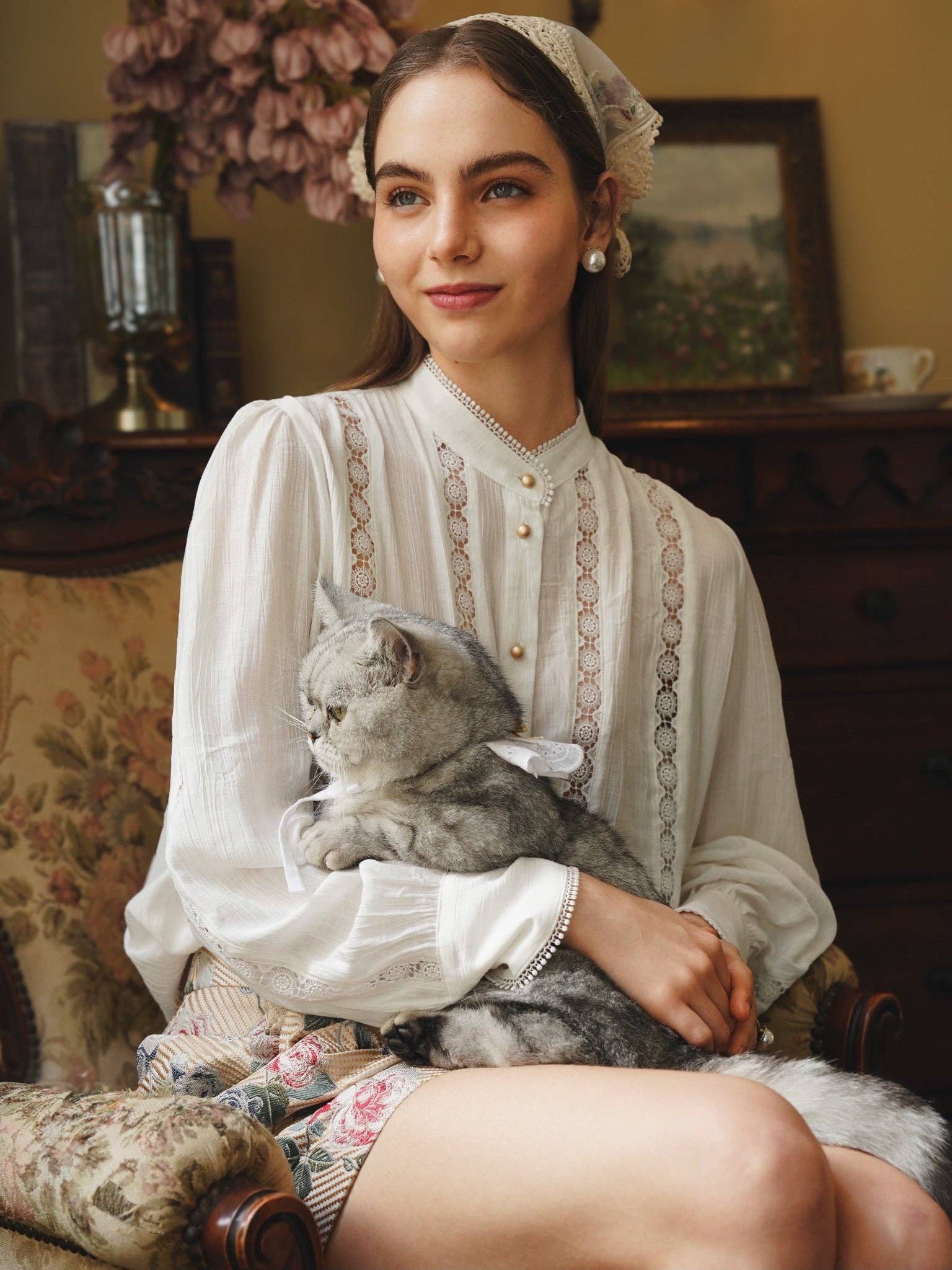 ROSIE POSIE - Wholesale Blouse - Women's - RP2225 - Vintage-Inspired Lace Trimmed Blouse