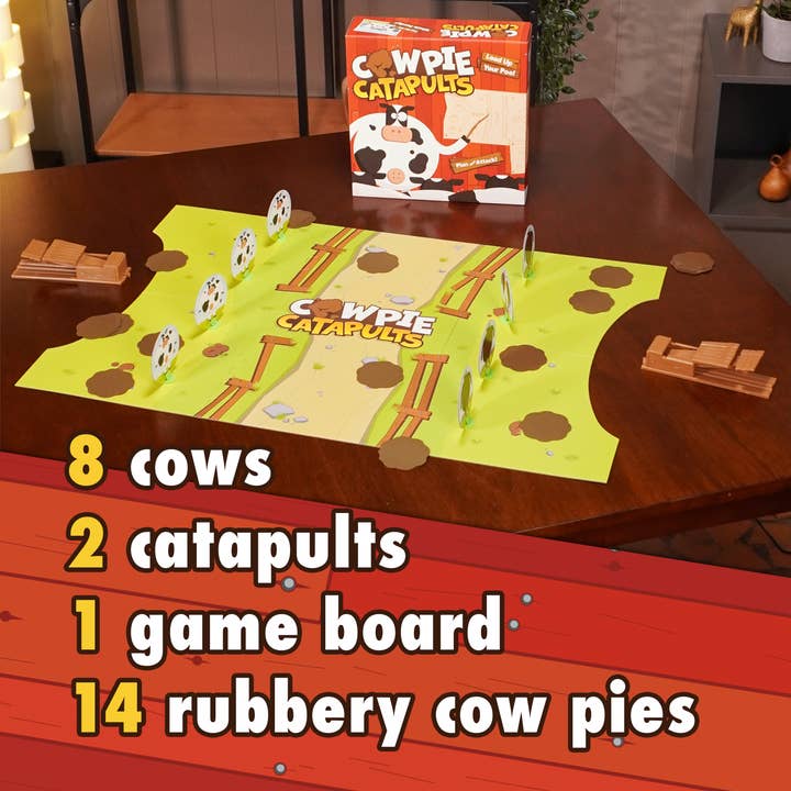 The Good Game Company - Wholesale Board Game - Cow Pie Catapults - Launching Action Farm Animals Board Game