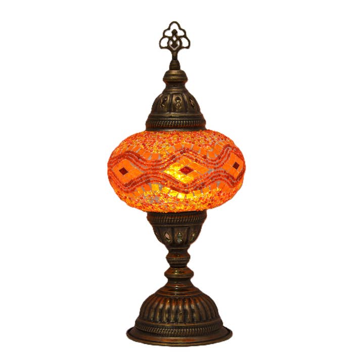Import Corner - Wholesale Accent/Desk Lamp - 86118: 7" MOSAIC PEDESTAL LAMP - TOUCH BASE