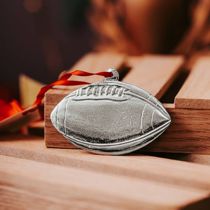 Handmade Sports Athlete Christmas Ornament - Football for wholesale by House of Morgan Pewter