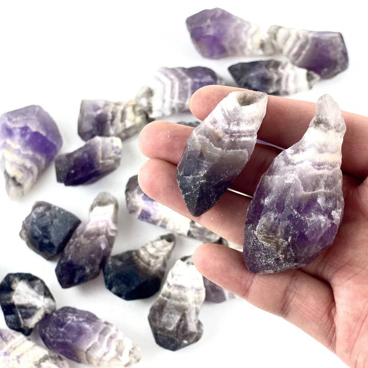 Rock Paradise - Wholesale Spiritual Stone/Crystal - 1/2 lb Chevron Amethyst Crystal Raw Points - (TS-55)