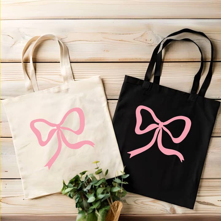 Pink Bow Tote Bag | Coquette Aesthetic for wholesale by brattybloom