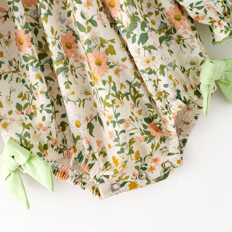 Auraquise - Vente Body (sans pieds) – bébé - Barboteuse florale brodée smockée "DIEU EST BON" pour bébés filles automne3