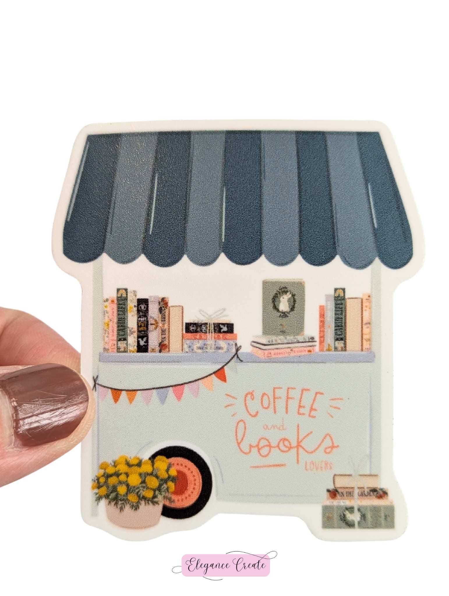 Elegance Create - Wholesale Sticker - Coffee and Books Cart Sticker2