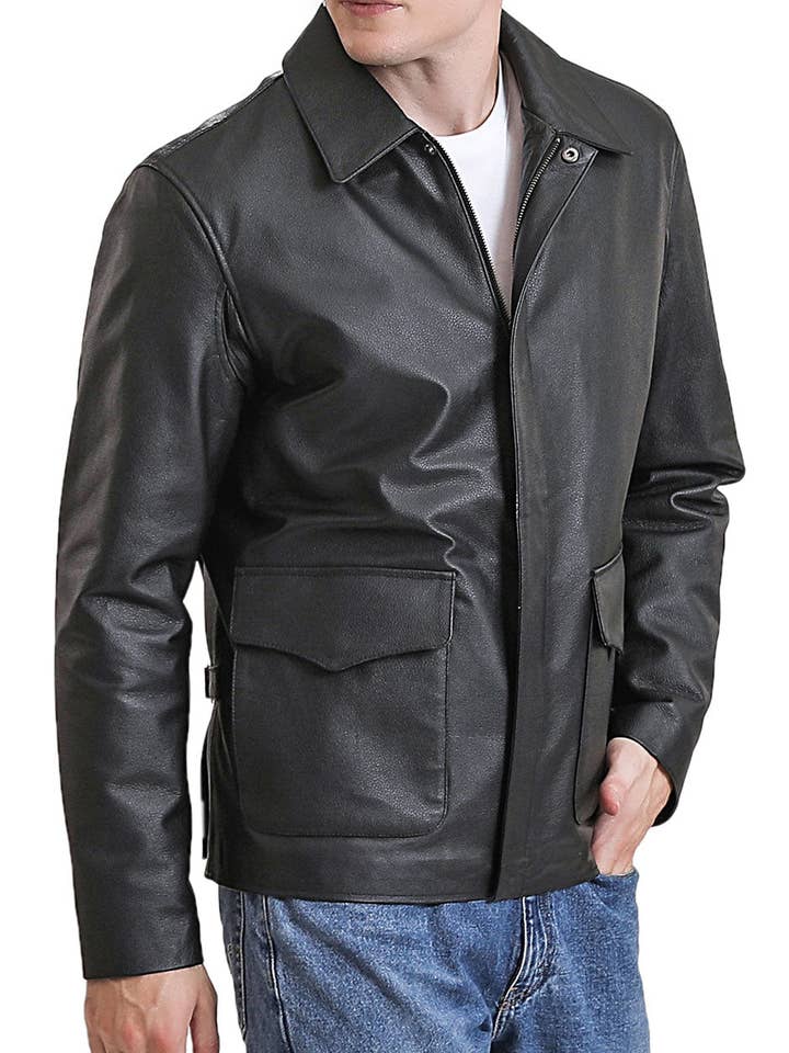 Landing Leathers Men Hero Indy-Style Cowhide Leather Jacket for wholesale by Landing Leathers