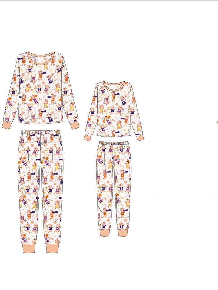 Tiger Life Organic Cotton Knit Short Set | Orange & Purple | Imbali Charleston for wholesale by Imbali Charleston