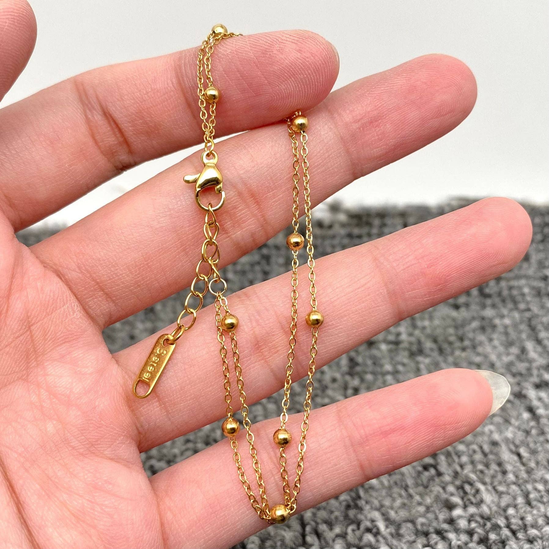 Mio Queena - Wholesale Link & Chain Necklace - Multi Style 18K Golden SS bracelet Chain DIY Accessories-FGS18