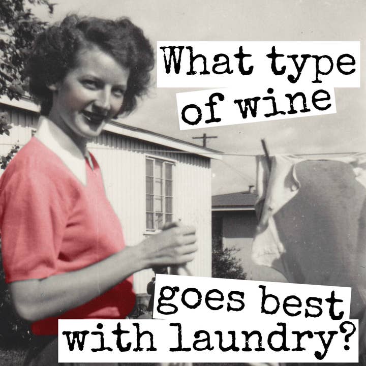 Fridge Magnet. What Type Of Wine Goes Best With Laundry? for wholesale by Raven's Rest Studio