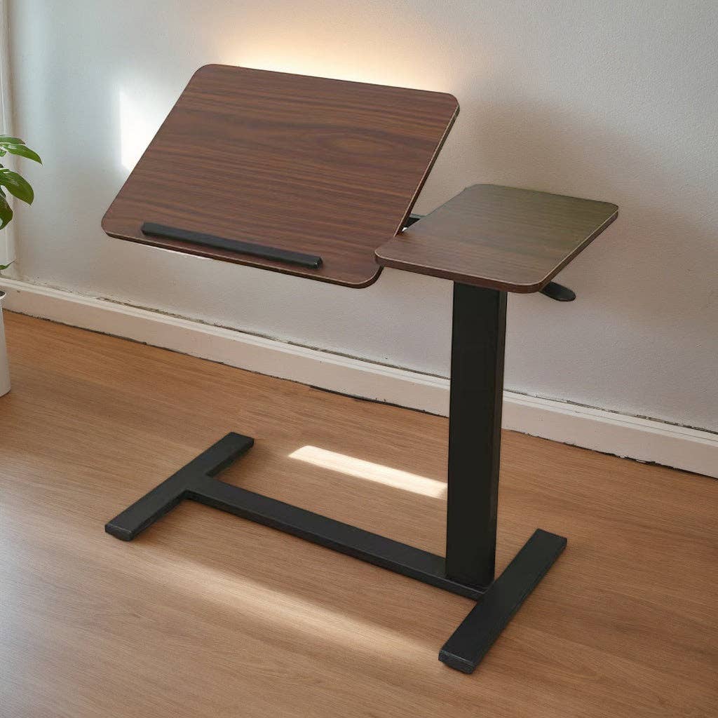 39F Inc. - Wholesale Side Table - Adjustable Overbed Laptop Table with Wheels Walnut Finish17