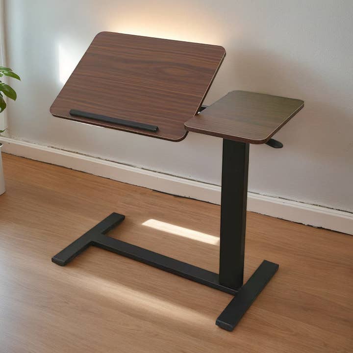 39F Inc. - Wholesale Side Table - Adjustable Overbed Laptop Table with Wheels Walnut Finish17