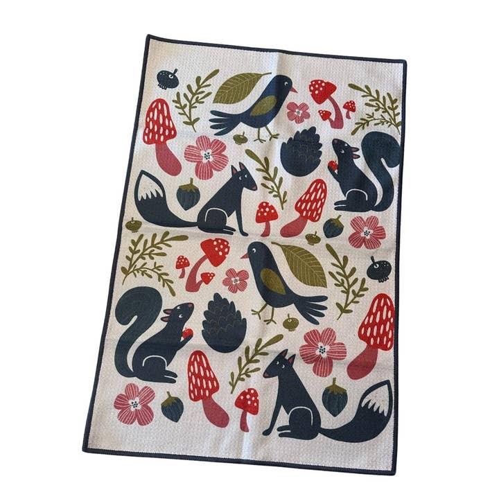 Skogsbarn - Wholesale Tea Towel - Microfiber Waffle Kitchen Towel- Woodland Navy