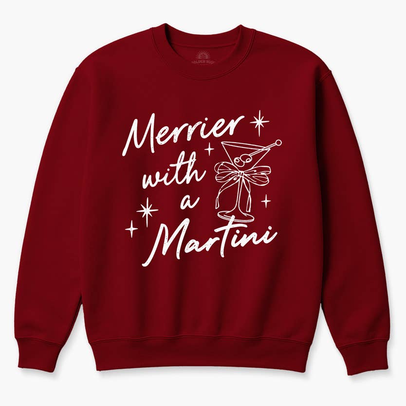 Golden Rose - Wholesale Graphic Sweatshirt - Women's - Merrier with a Martini Holiday Sweater – Festive Graphic4
