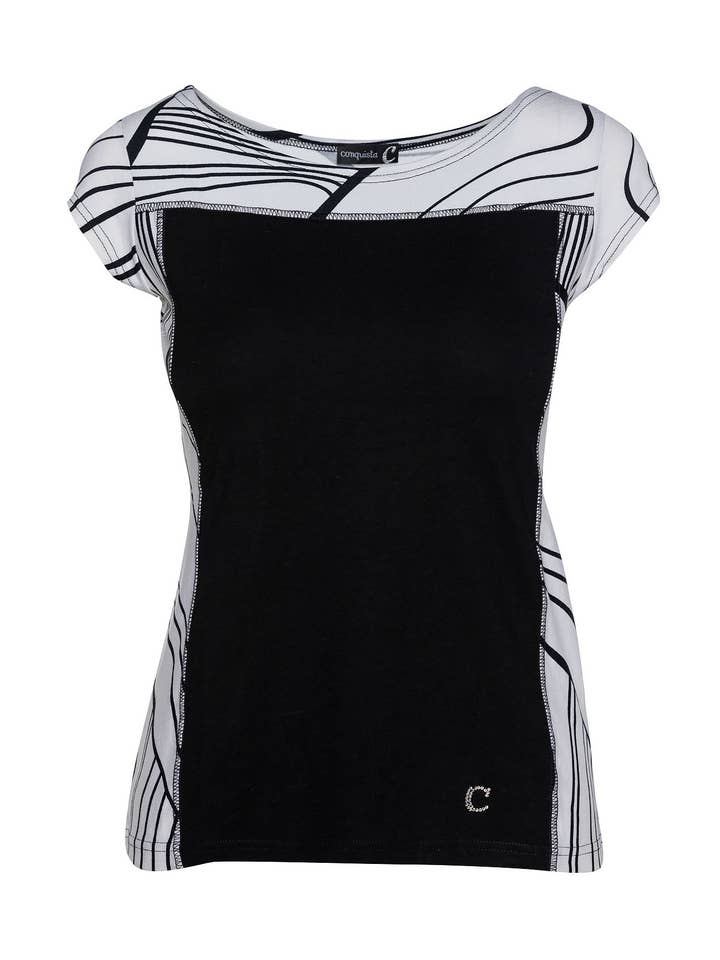 Haut imprimé bicolore à manches courtes pour la vente par conquista