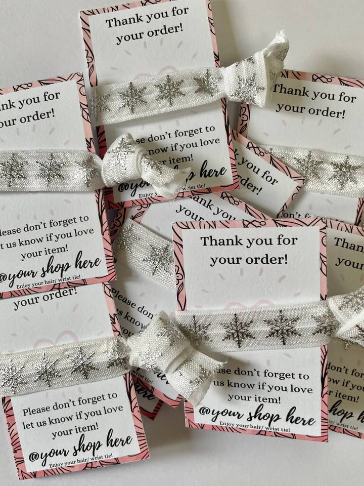 Hair Tie For Women, Thank You Gift, Order Freebies, Elastic Hair Tie, Elastic Wrist Tie, Modern Elastic Bracelet, Thanks For Your Order Card for wholesale by Positivi-Ties