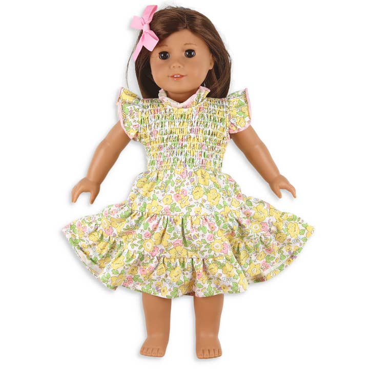 Robe à smocks Sunny Blooms - Poupée pour la vente par Shrimp and Grits Kids