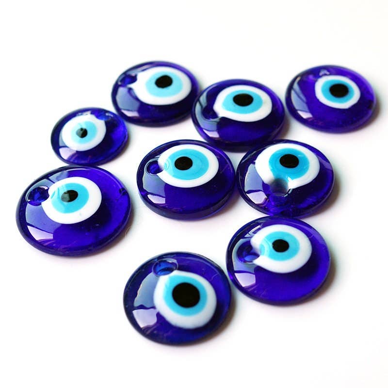 Perimade & Co. LLC - Wholesale Individual Charm/Pendant - Blue Turkish Evil Eye Pendant Necklace Charm in Color Glass6