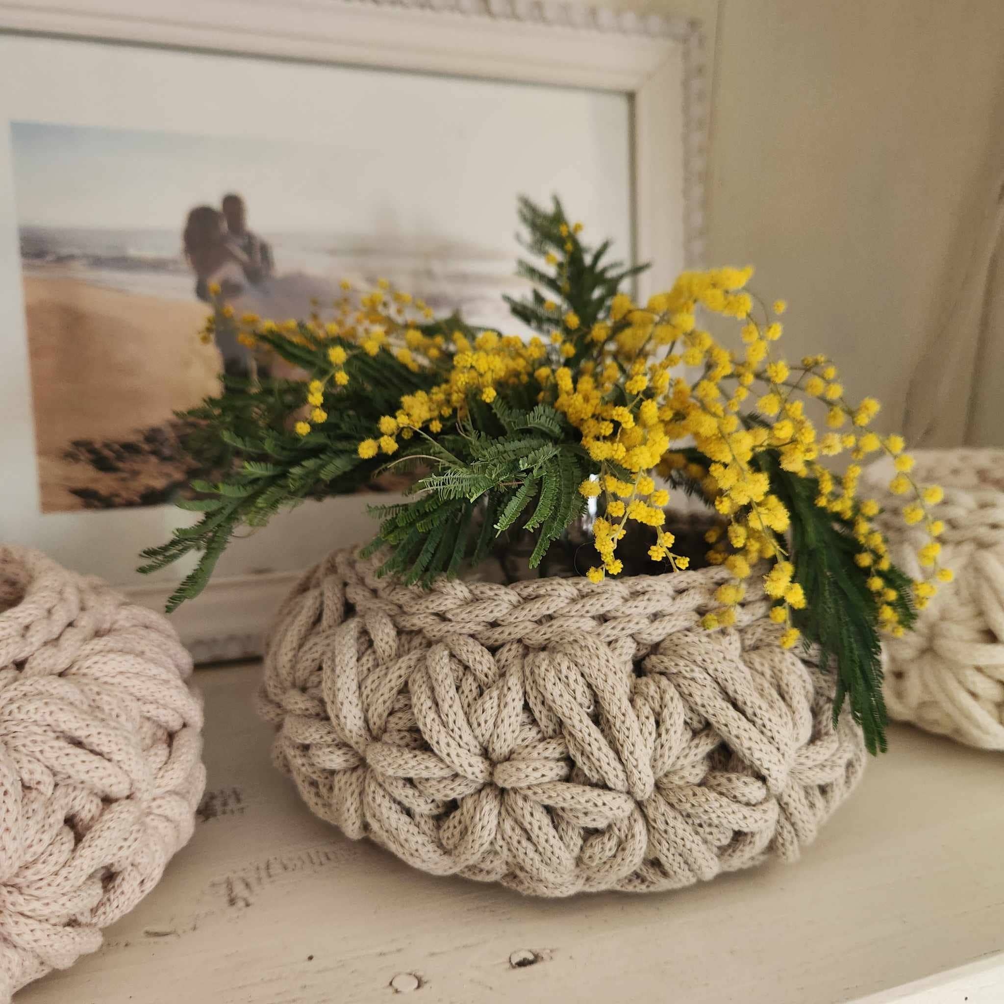 Naturalmarjory - Venta al por mayor Cestas - Canasta de crochet con patrón floral2