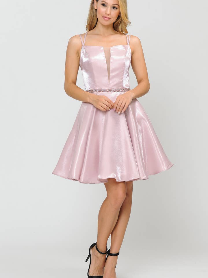 8447 Look stunning in this shimmer fabric with a deep plunge for wholesale by POLY USA