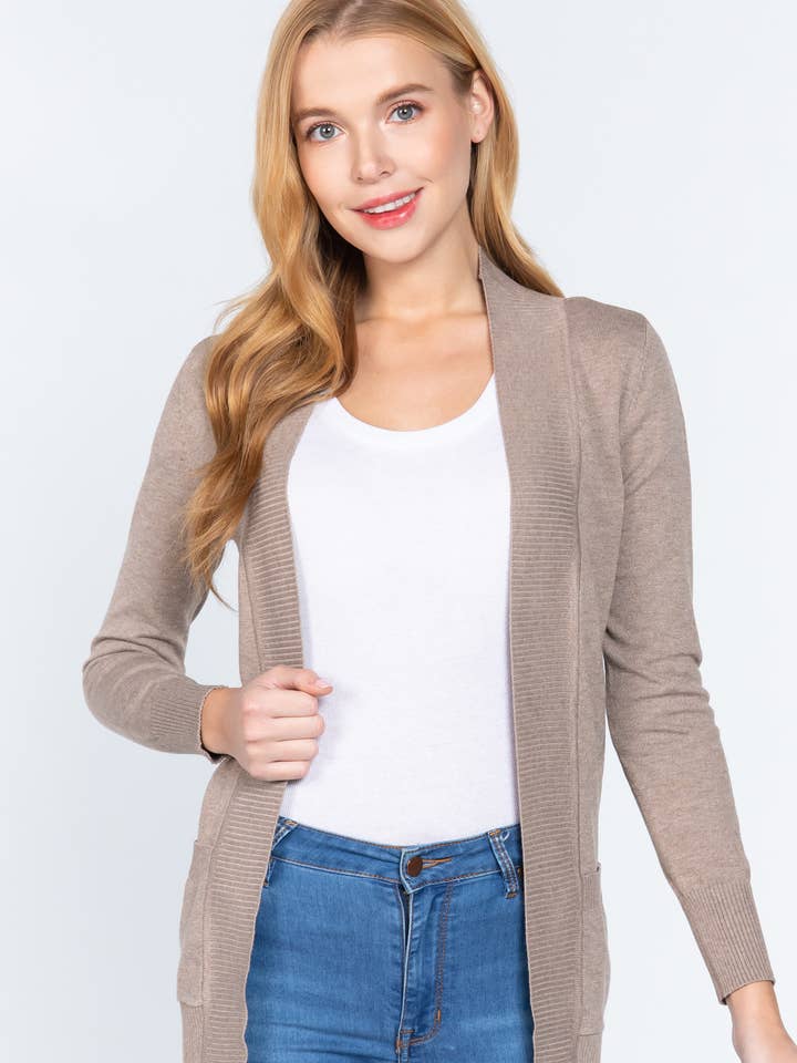 Cárdigan tipo suéter ajustado con bolsillo abierto .SI-3051 para venta al por mayor de 42POPS