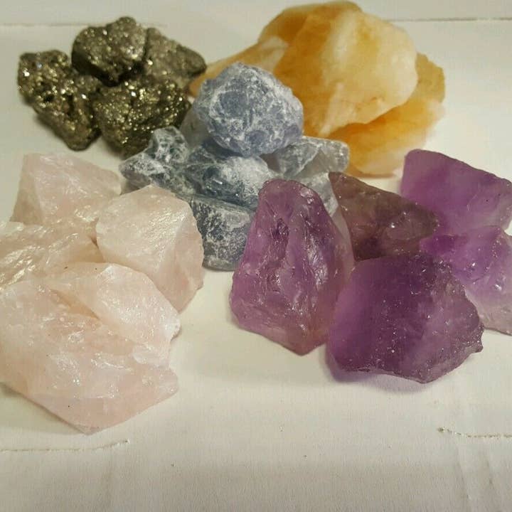 Tree of Life Gems – wholesale Spiritual stone/crystal – Amethyst-Citrine-Celestite-Pyrite-Rose Quartz Rough Rock Collection (1lb.)