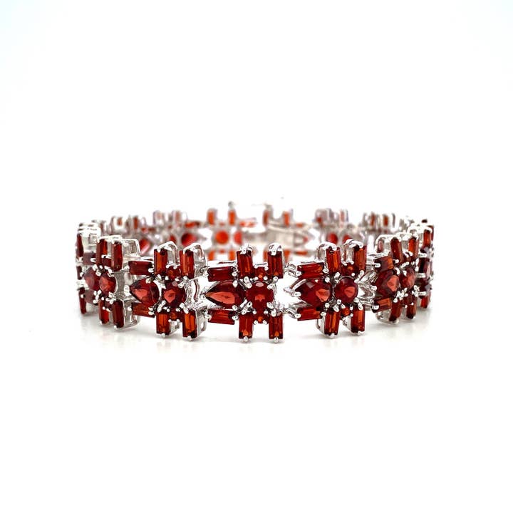 Bracciale granato in argento sterling 925 - KSD 46230 per la vendita all'ingrosso da parte di Kotawala Jewels
