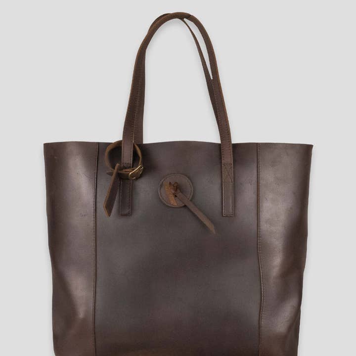 Baseballism – wholesale Tote bag – Women's – Vintage Glove Leather Tote - Dark Chocolate