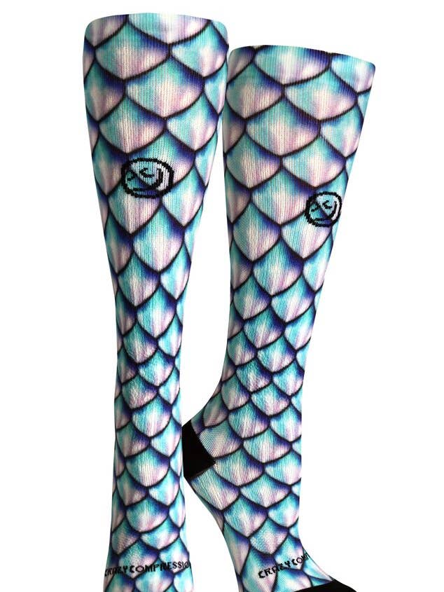 360 Mermaid 3D Aqua OTC compressiesokken (standaard en extra breed) voor wholesale door Crazy Compression