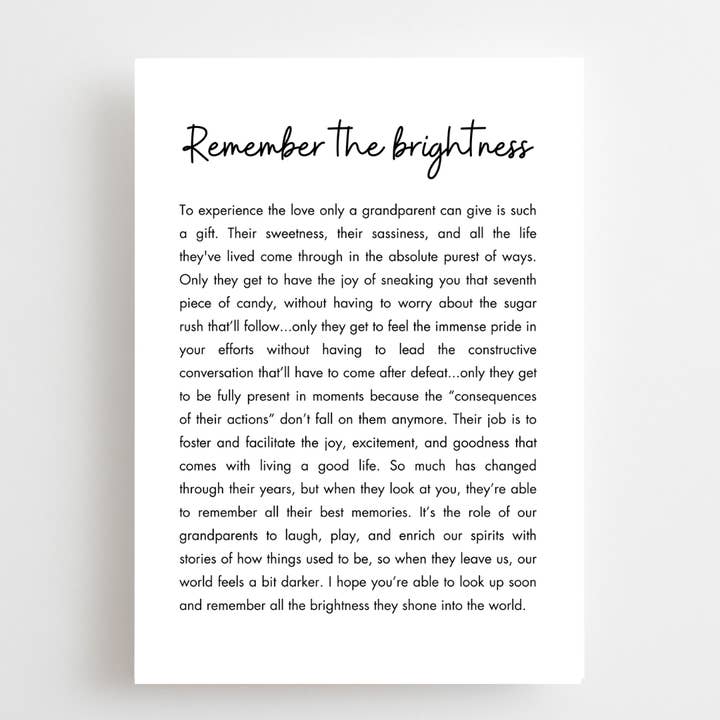 Sympathiekaart - Verlies van hun grootouder voor wholesale door The Lettery Studio