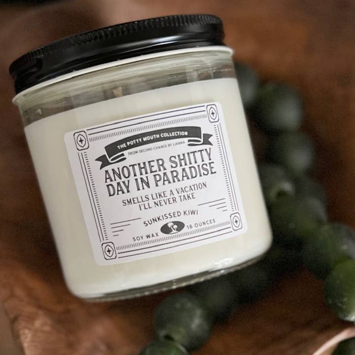 Another Shitty Day in Paradise - Potty Mouth Candle for wholesale by Second Chance by Lianna