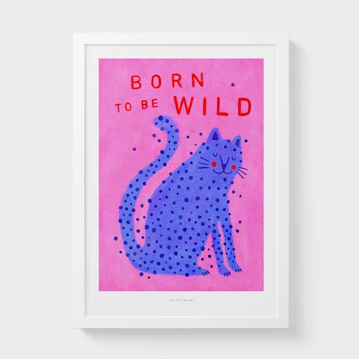 Just Cool Design - Wholesale Art Print - Born to Be Wild | A4–A3 Cute Blue Leopard Print1